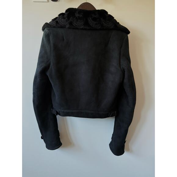 Ralph Lauren Collection Black Shearling Jacket Embroidered Velvet Formal Runway - Picture 8 of 16